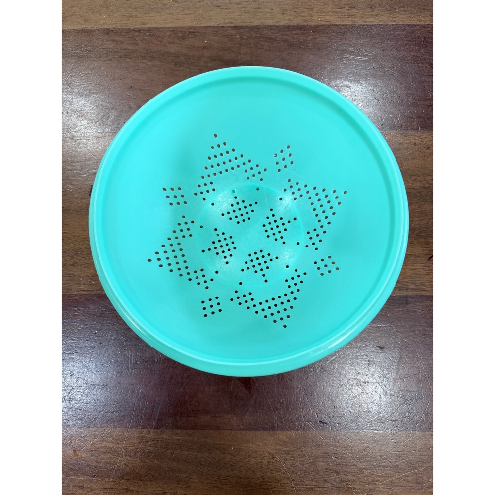 Vintage Tupperware Turquoise Aqua Starburst Colander Strainer 339-8 Made in USA